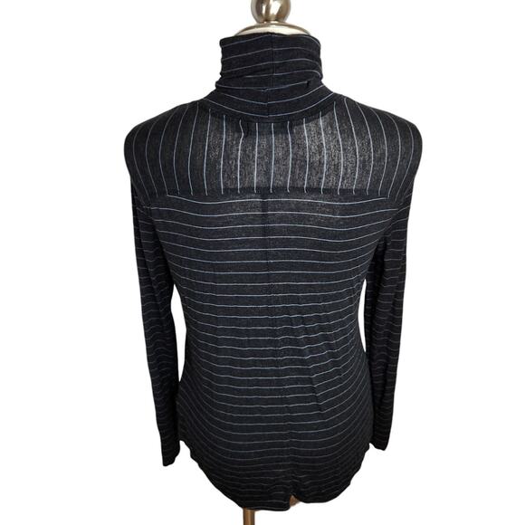 Prana Foundation Turtleneck Top Modal Women's Small Charcoal Heather Stripe - Picture 6 of 10